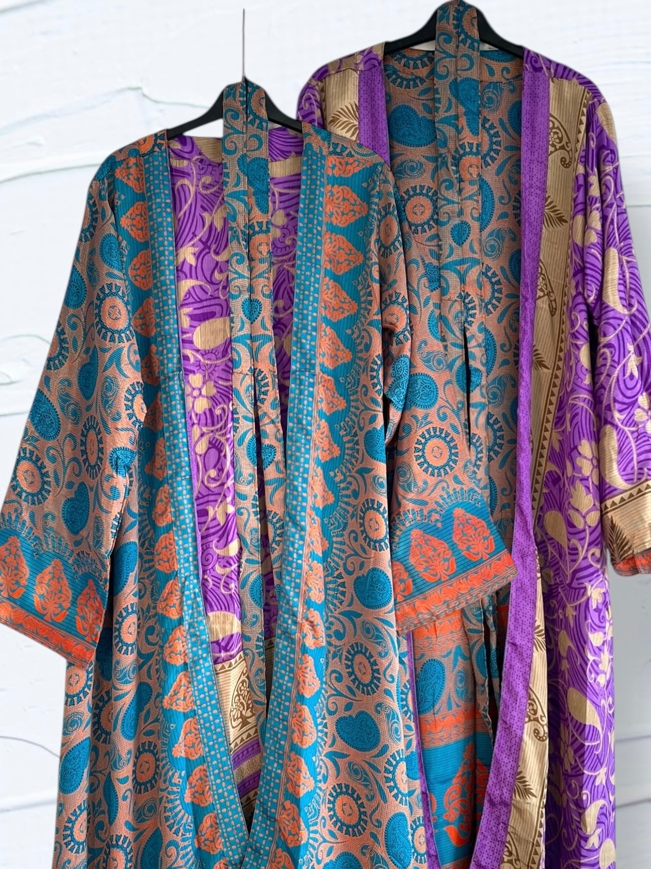 Kimono reversible largo de seda reciclada Boheme