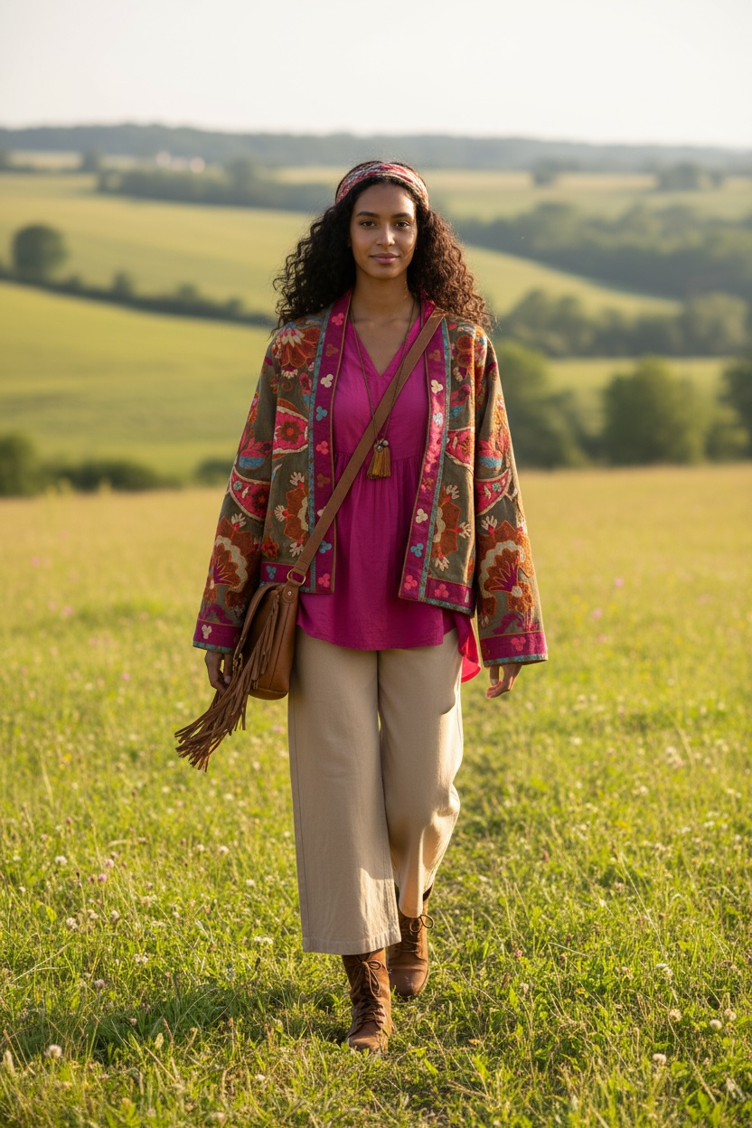 Kimono Corto de Terciopelo Bordado – Hecho en India