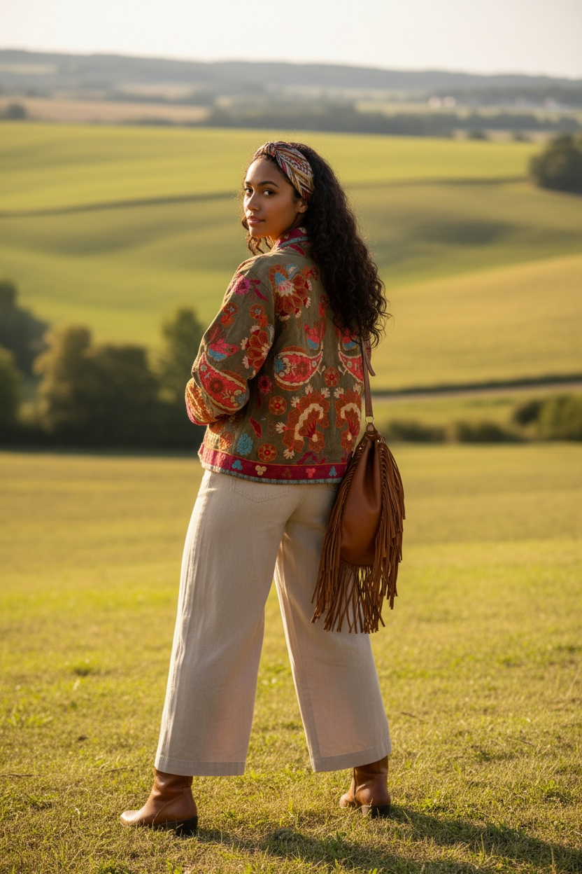Kimono Corto de Terciopelo Bordado – Hecho en India