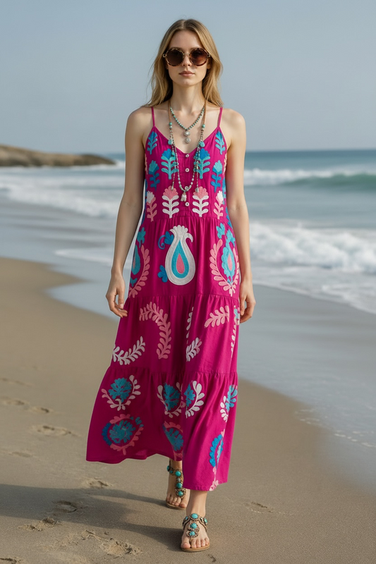 Vestido Bordado de Algodón 100% – Hecho en India
